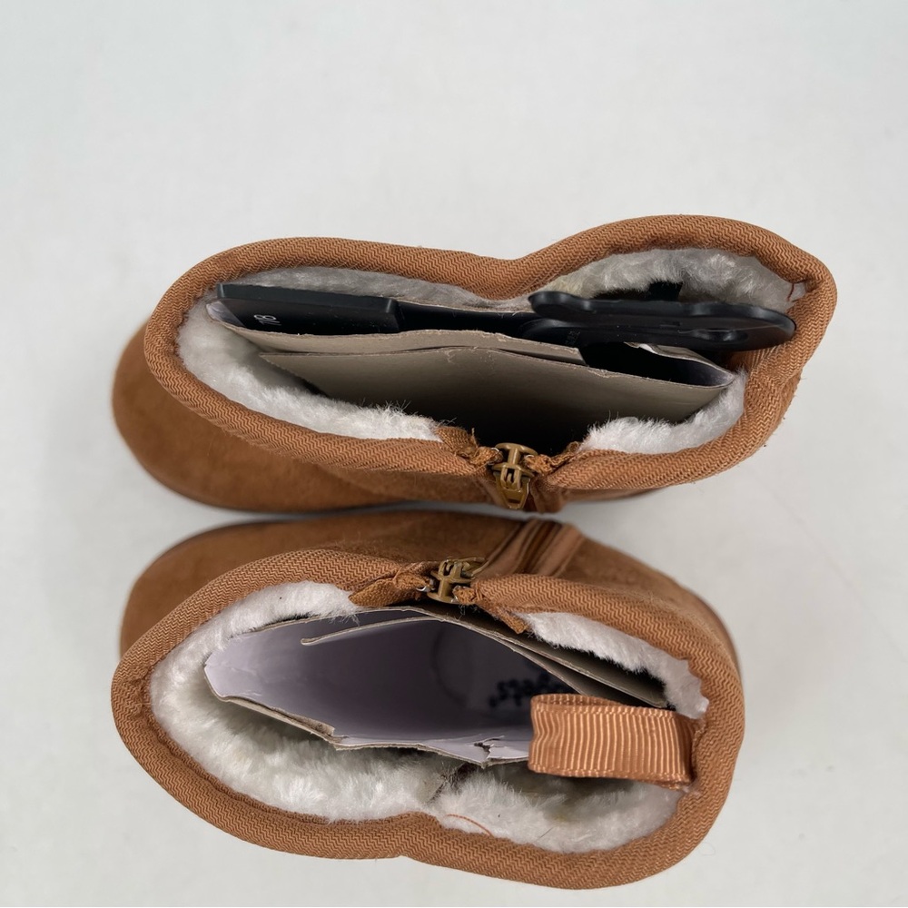 NEW! Kidgets Unisex Kids Cognac Sherpa Lined Zippered Winter Boots - Size 7/8 - Picture 5 of 11